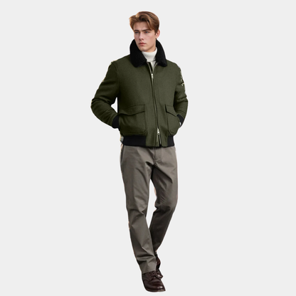 Woolen Collar Jacket Gray