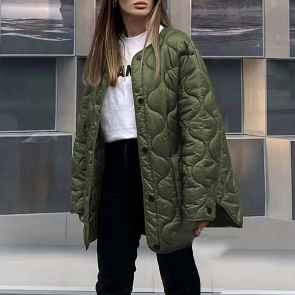 Warm Winter Cozy Quilted Coat with Big Pockets - BritishElegance