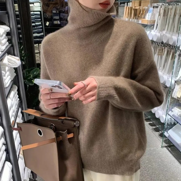 Warm Winter Crew Neck Wool Sweater for Women