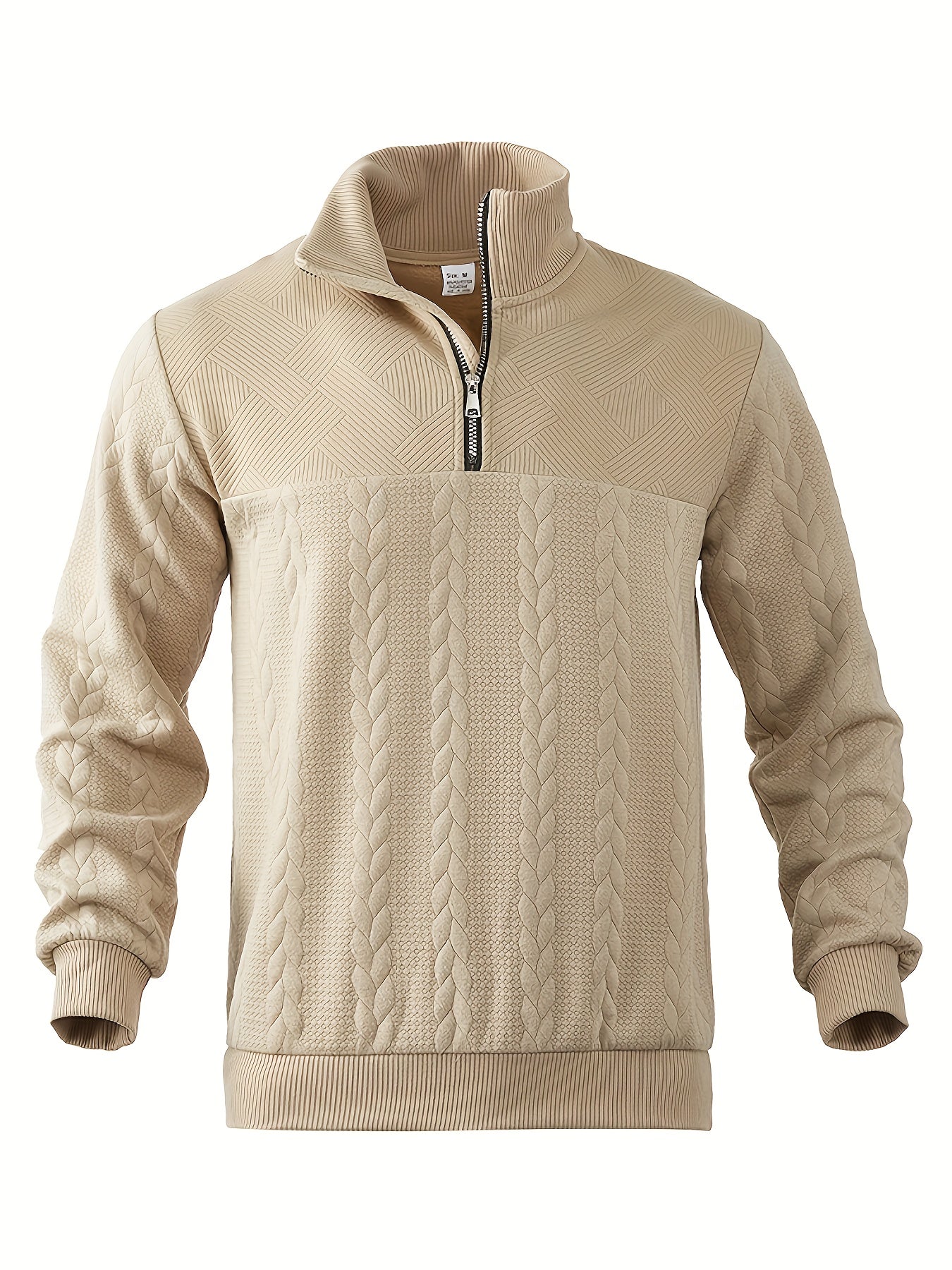 Warm Crew Neck Men's Winter Sweater with Zipper - BritishElegance