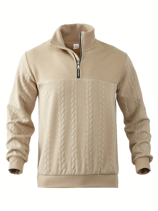 Warm Crew Neck Men's Winter Sweater with Zipper - BritishElegance