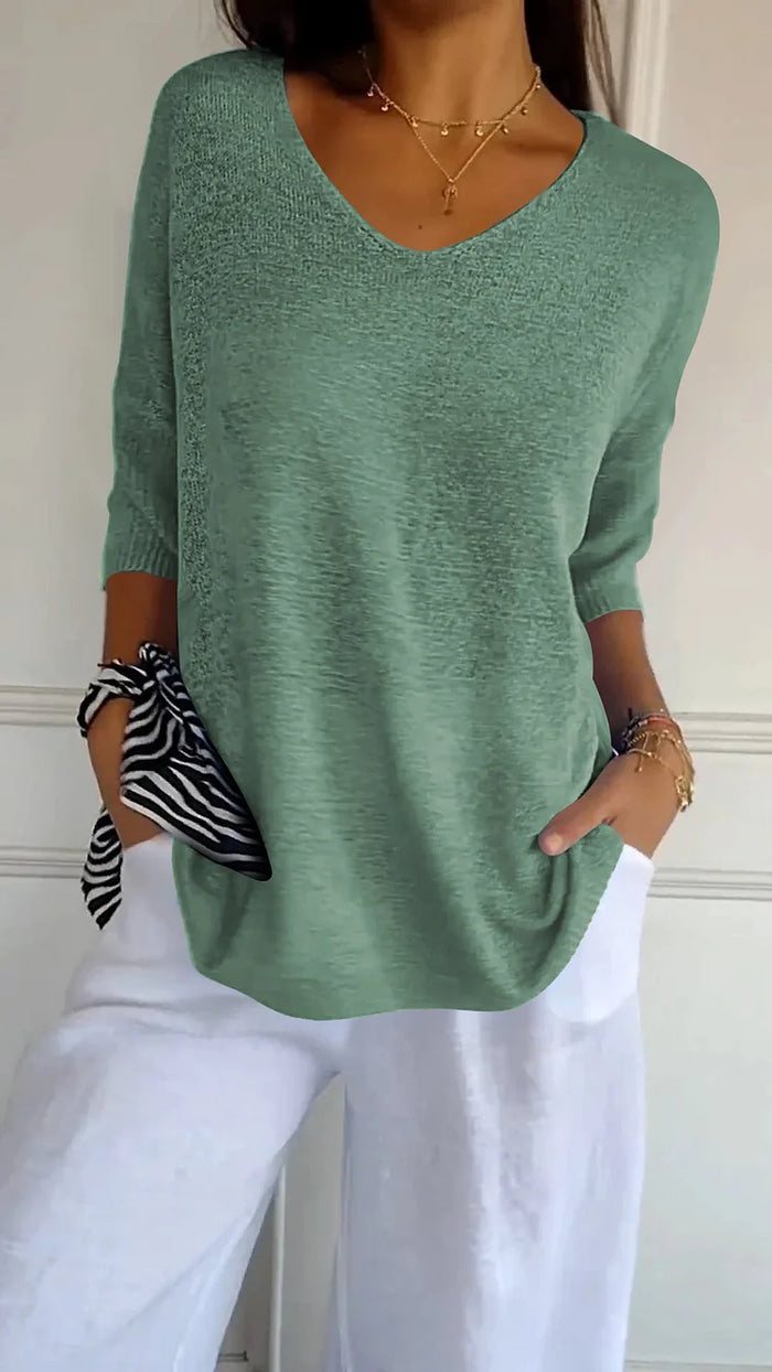 Relaxed Fit V-Neck Sweater for Women