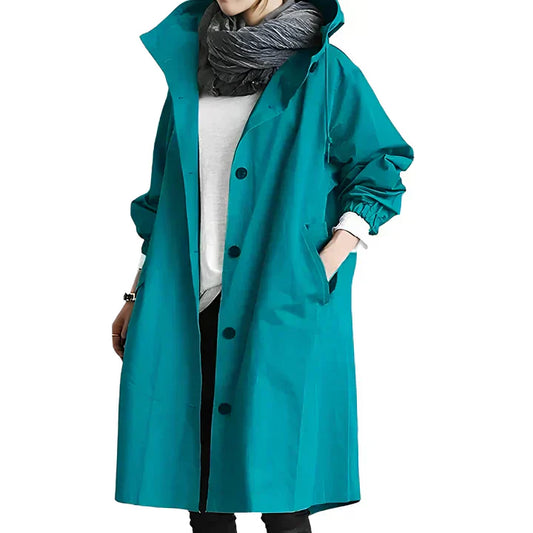 Classic raincoat with hood for women