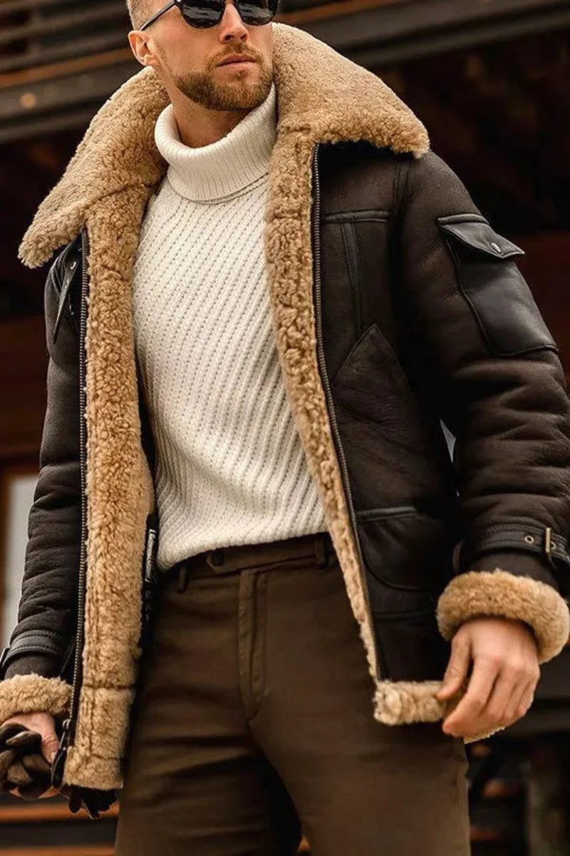 Men's Stylish Brown Faux Leather Jacket