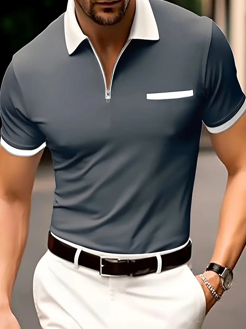 Men's Cool Dry V-Neck Golf Polo Shirt - BritishElegance