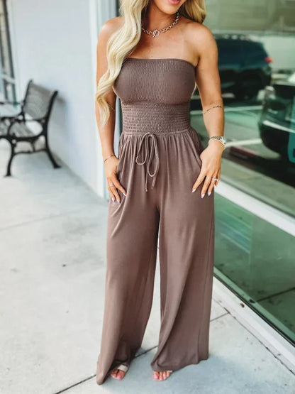 Summer Women's Strapless Drawstring Romper