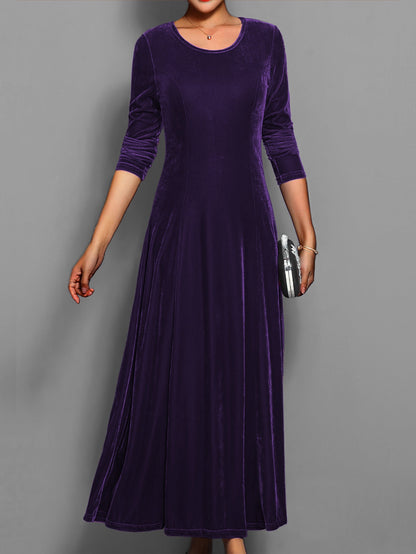 Rosie A-Line Maxi Dress | Long Sleeve Ruched Sleeves Dress