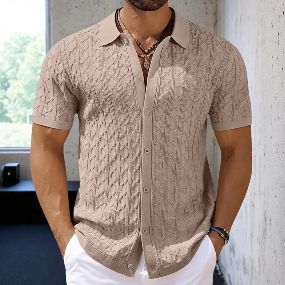 Klassisches Männer Kurzarm Strickhemd