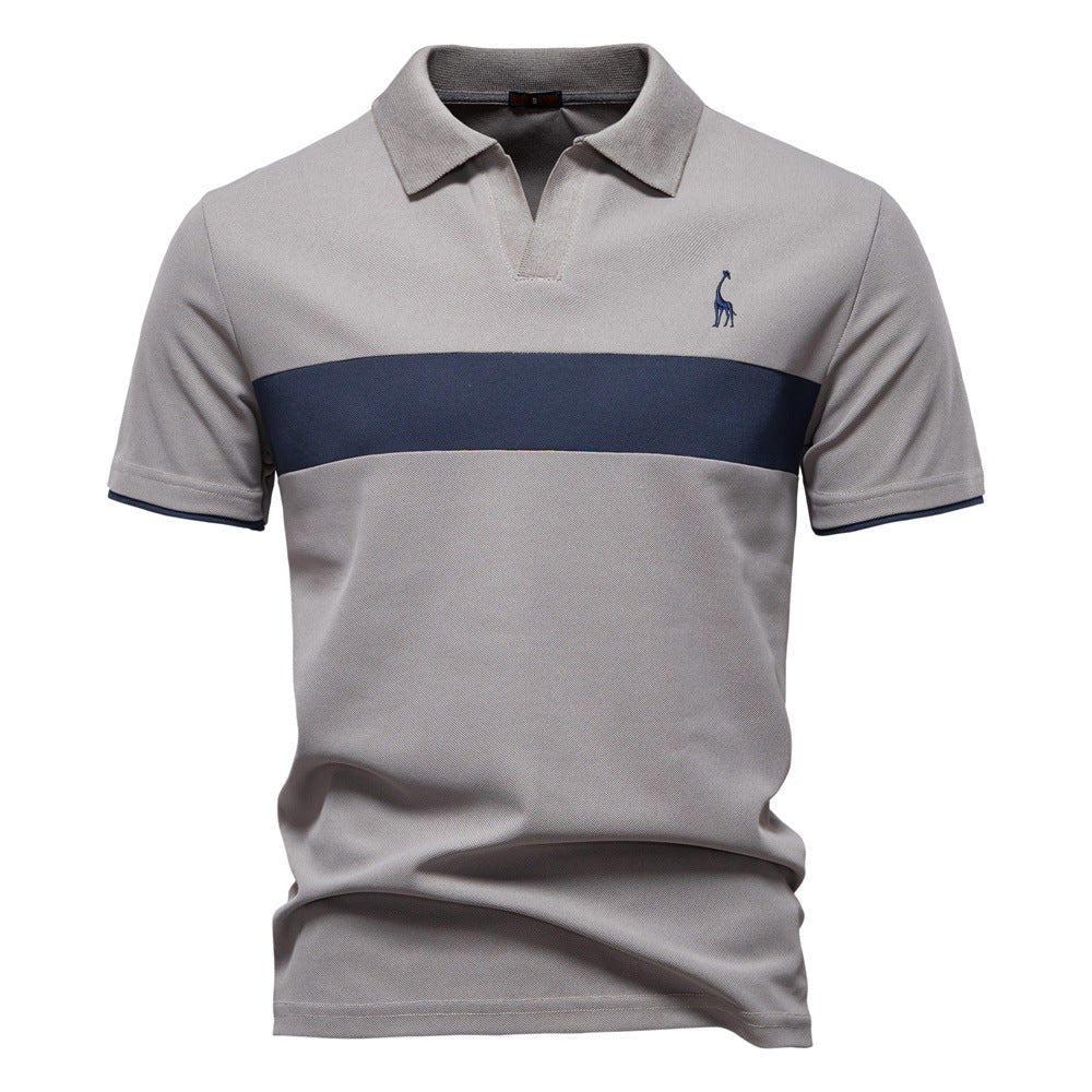 Classic Men's Short Sleeve Polo Shirt with Striped Trim