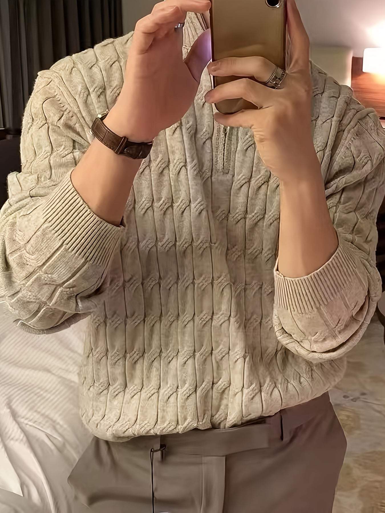 Cozy Men's Winter Knit Sweater with Zip Neck