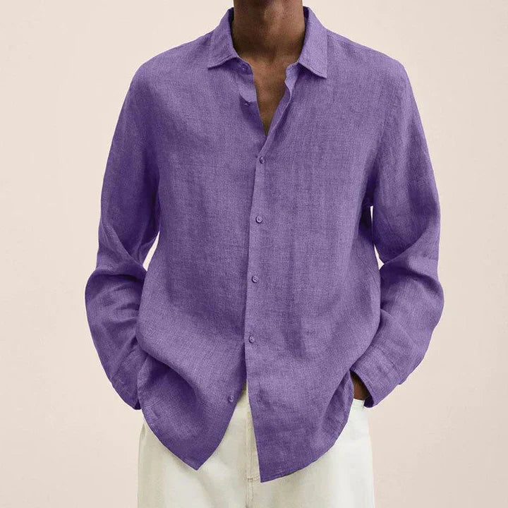 Versatile and lightweight men's linen shirt, elegantly styled
