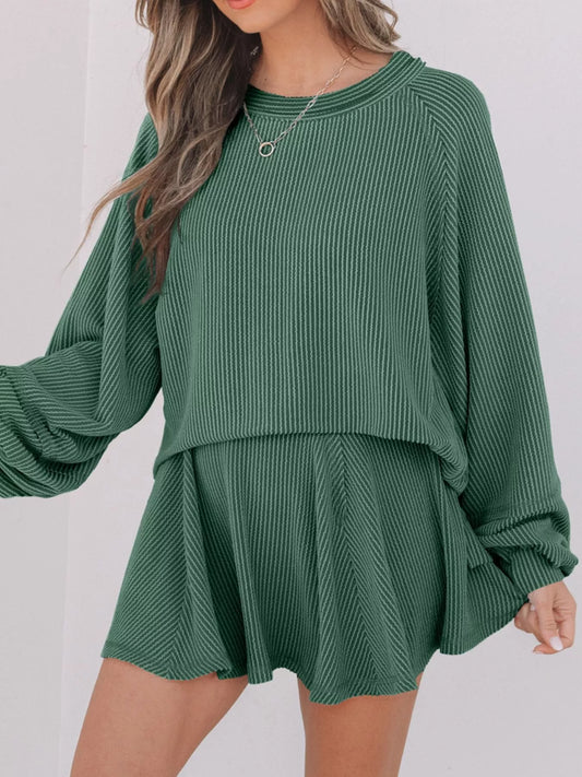 Women's Cable Knit Sweater & Shorts Set - BritishElegance