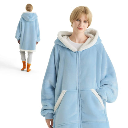 CozyHaven | Sherpa Fleece Wearable Blanket Hoodie – Zippered, Warm & Ultra-Soft