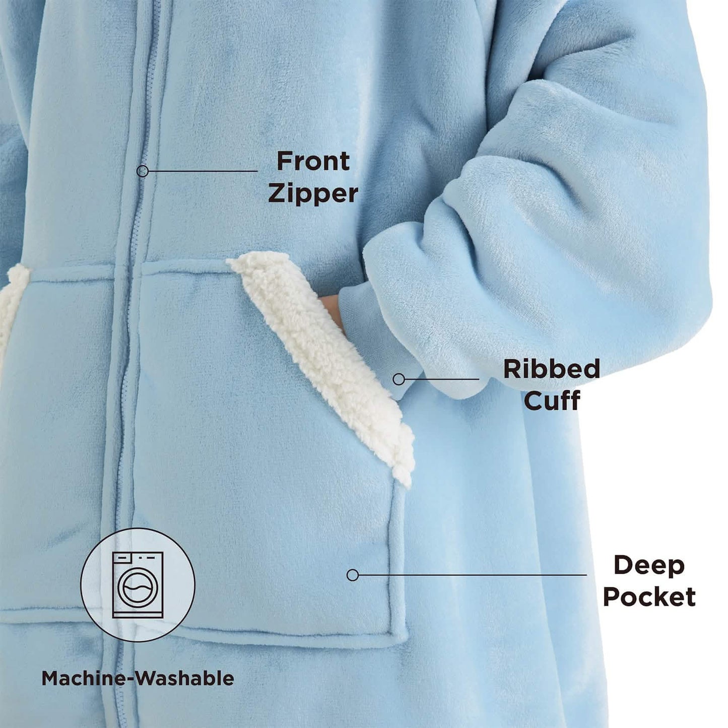 CozyHaven | Sherpa Fleece Wearable Blanket Hoodie – Zippered, Warm & Ultra-Soft