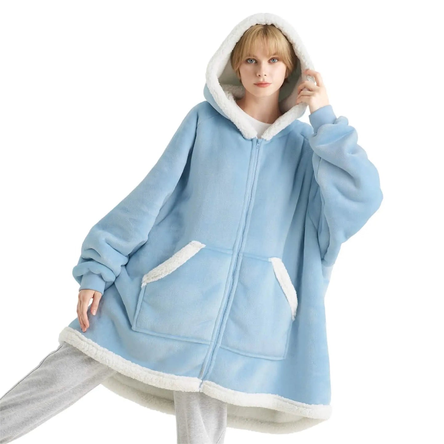 CozyHaven | Sherpa Fleece Wearable Blanket Hoodie – Zippered, Warm & Ultra-Soft