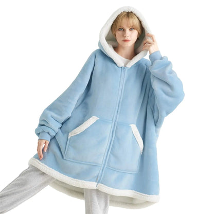 CozyHaven | Sherpa Fleece Wearable Blanket Hoodie – Zippered, Warm & Ultra-Soft