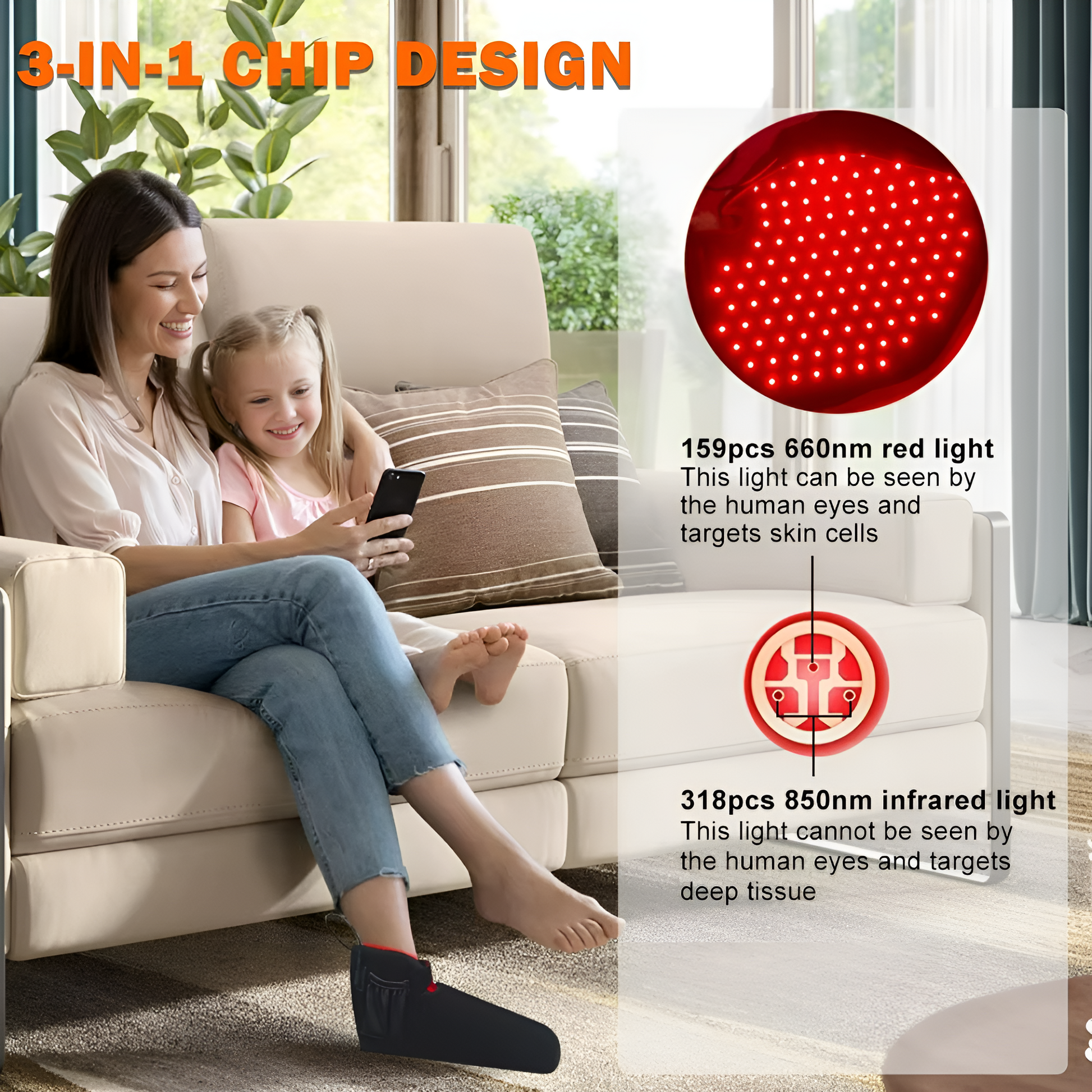 Comfortable Red Light Therapy Slippers for Foot Pain Relief - BritishElegance