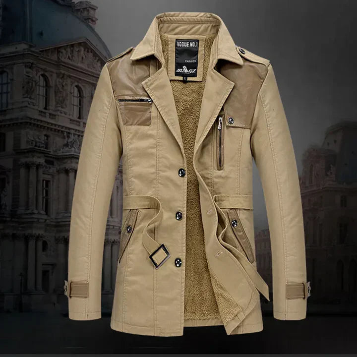 Men's stylish, warm, belted trench coat