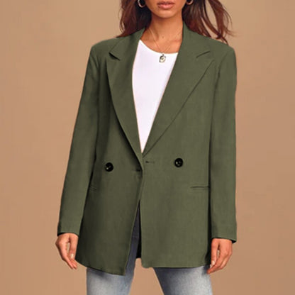 Relaxed Fit Women's Casual Button Blazer with Pockets