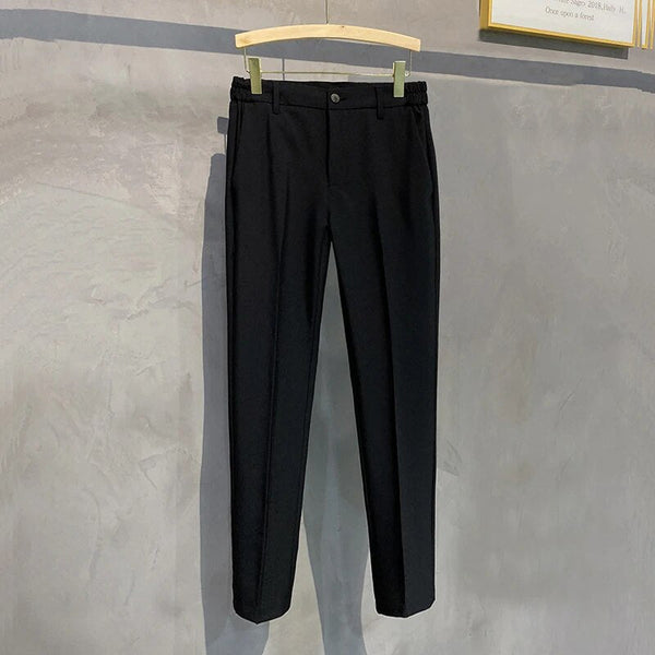 Comfortable Fit Men's Elastic Waist Smart Trousers