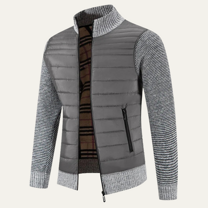 The Bordeaux Men’s Winter Bomber Jacket with Knit Sleeves