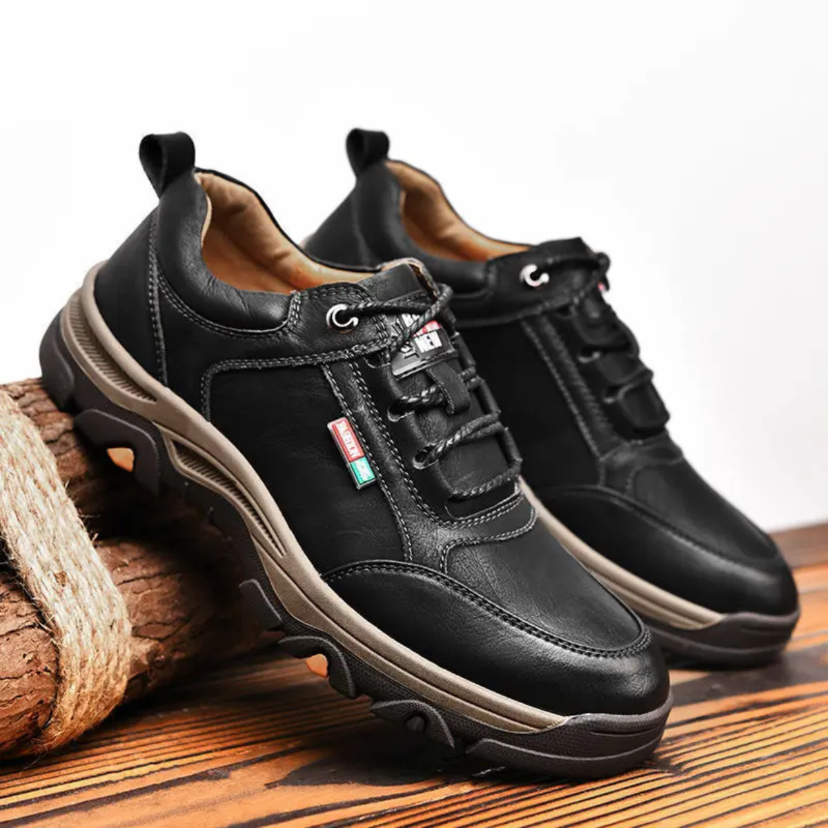 The Porto Rotondo Men’s Casual Lace Up Comfort Leather Trainers