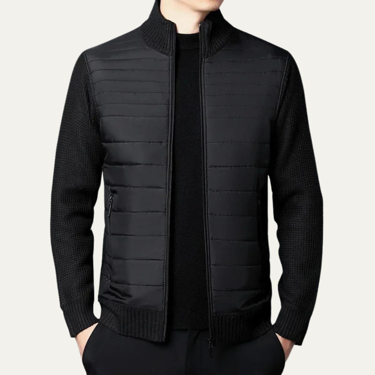 The Aberdeen Men's Quilted Knit Padded Zip Up Cardigan
