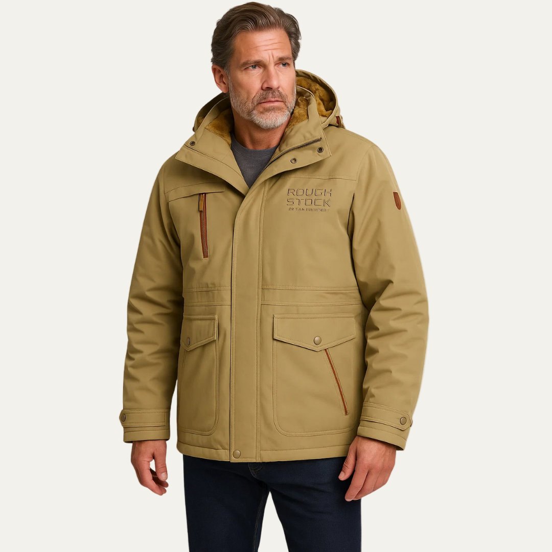 Men’s Insulated Outdoor Parka with Hood and Utility Pockets