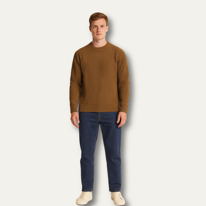 Men’s Classic Vertical Rib Knit Crewneck Sweater