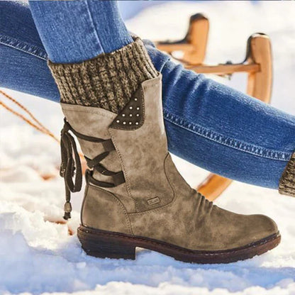 Waterproof women's snow boots - mid-height winter boots with non-slip soles