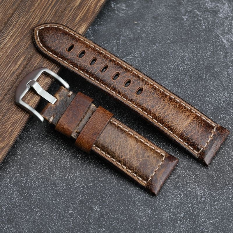 Classic Distressed Brown Leather Strap