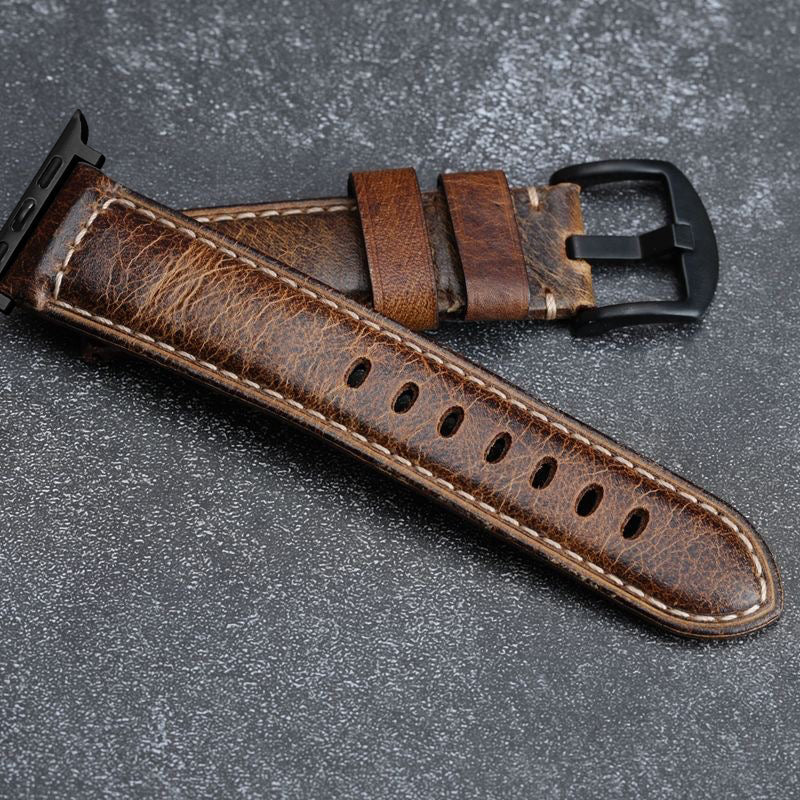 Classic Distressed Brown Leather Strap