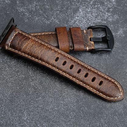 Classic Distressed Brown Leather Strap