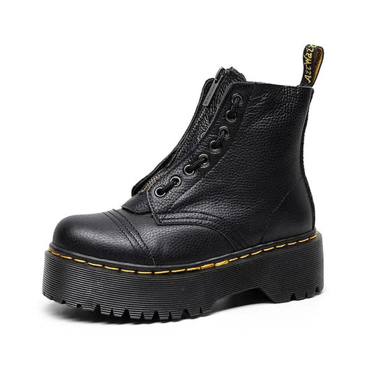 Women's leather boots with thick soles