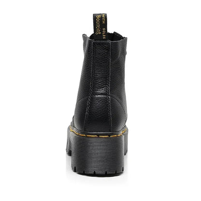 Women's leather boots with thick soles