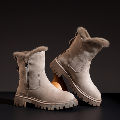 Beatrice Ankle-Length Ankle Boots | Fur Trim Lug Sole Boots