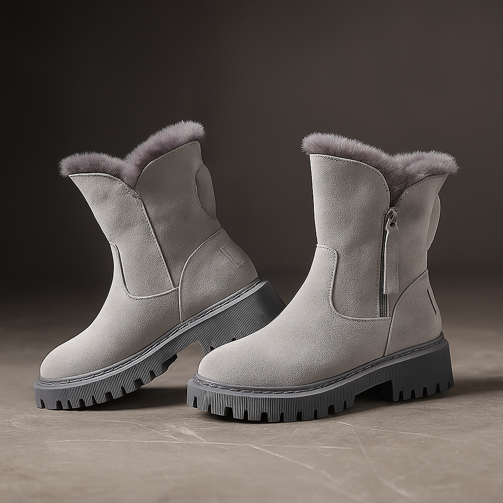 Beatrice Ankle-Length Ankle Boots | Fur Trim Lug Sole Boots