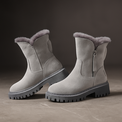 Beatrice Ankle-Length Ankle Boots | Fur Trim Lug Sole Boots