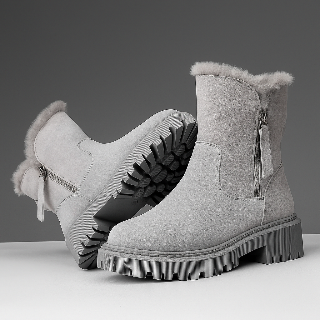 Beatrice Ankle-Length Ankle Boots | Fur Trim Lug Sole Boots