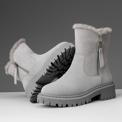 Beatrice Ankle-Length Ankle Boots | Fur Trim Lug Sole Boots