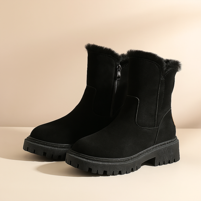 Beatrice Ankle-Length Ankle Boots | Fur Trim Lug Sole Boots