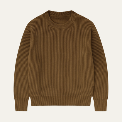 Men’s Classic Vertical Rib Knit Crewneck Sweater