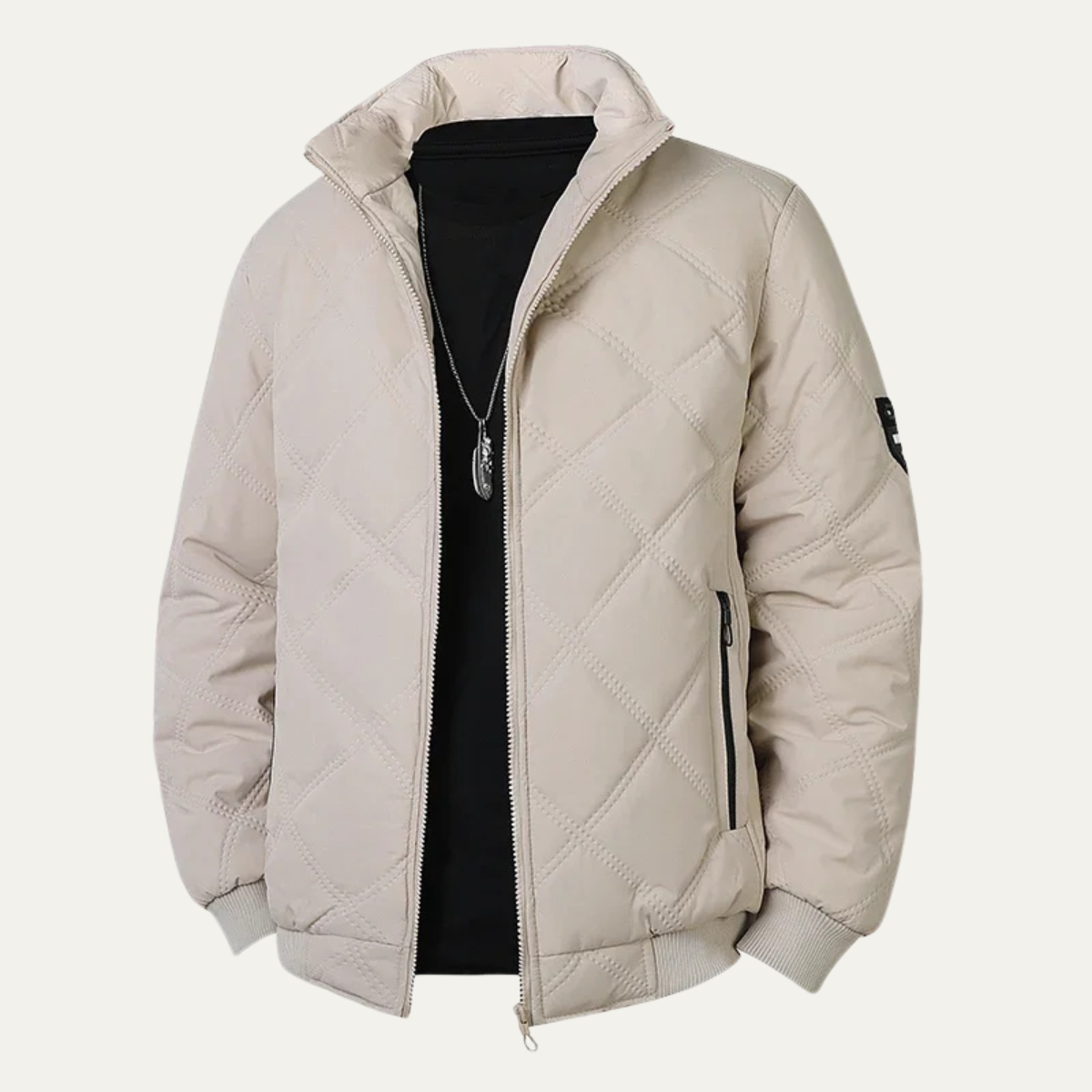 The Alassio Men’s Thick Warm Stand Collar Fleece Lined Quilted Jacket