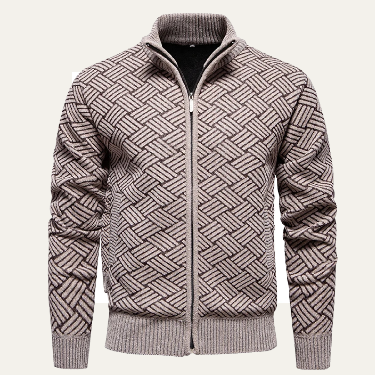 Men’s Diagonal Knit Full Zip Cardigan