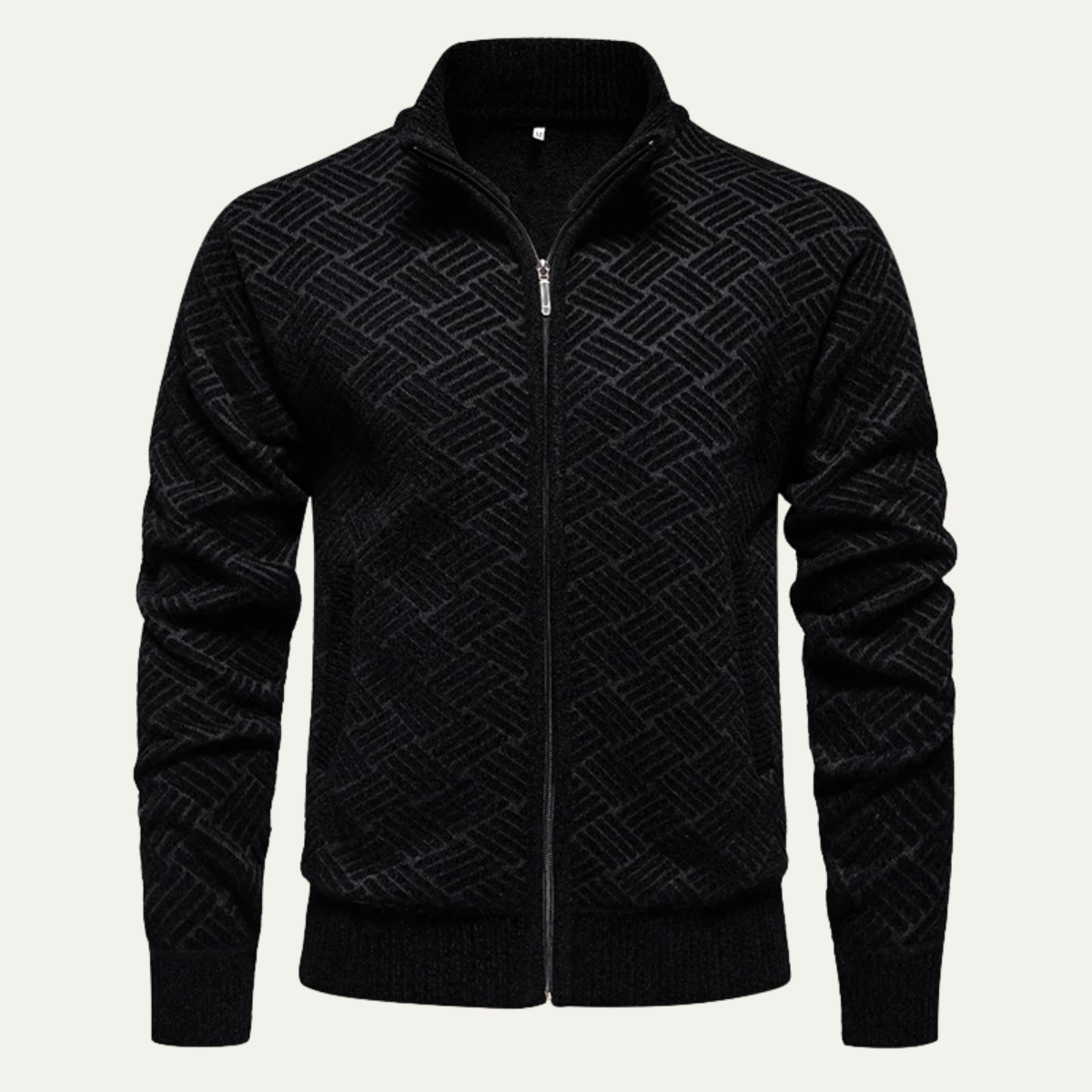 Men’s Diagonal Knit Full Zip Cardigan