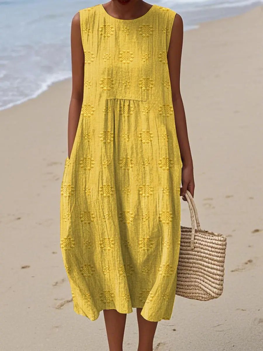 Aikaterini | Elegant Sleeveless Cotton Pocket Dress