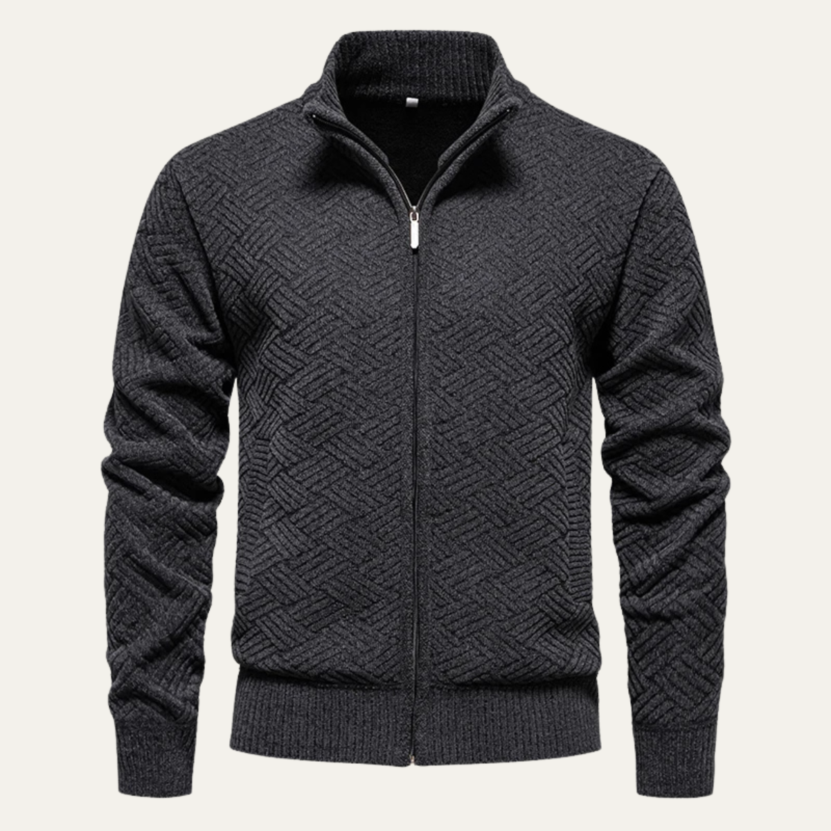 Men’s Diagonal Knit Full Zip Cardigan