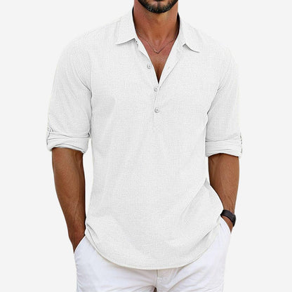 Men's Capri Shirt – Classic Linen Cotton Blend for Lightweight Summer Comfort