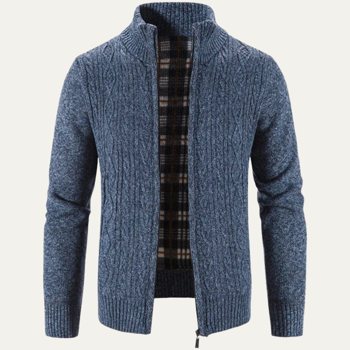 Men’s Mottled Cable Knit Full Zip Cardigan