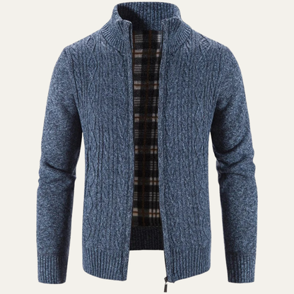 Men’s Mottled Cable Knit Full Zip Cardigan